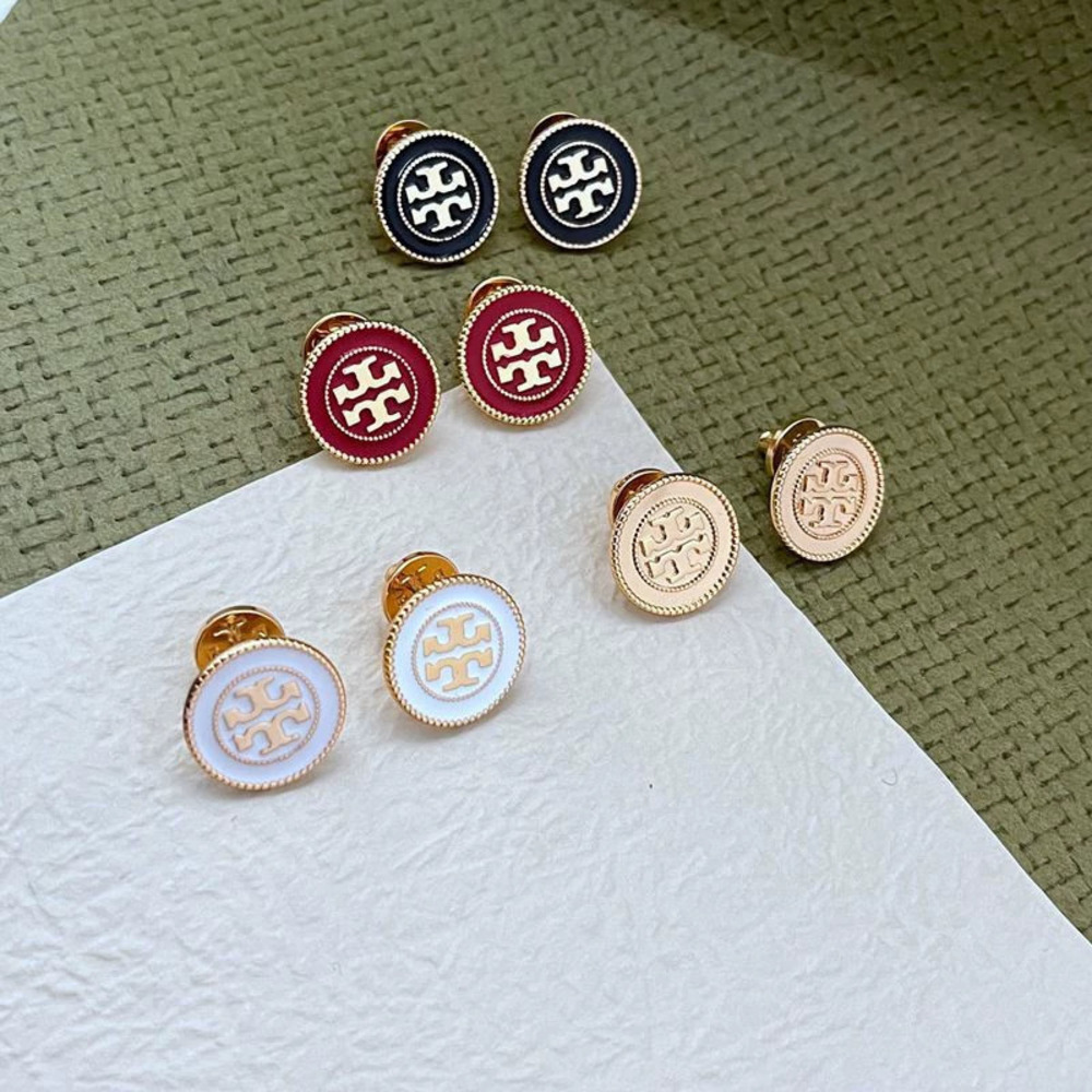 Tory Burch Enamel Painted Circle Metal Earrings